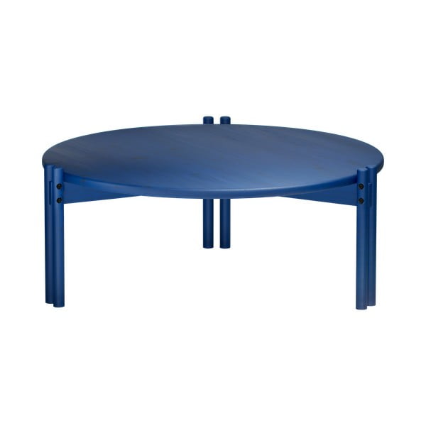 Apvalios formos kavos staliukas iš pušies masyvo mėlynos spalvos ø 80 cm Sticks – Karup Design