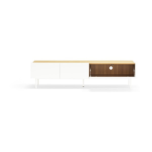 TV spintelė baltos spalvos/natūralios spalvos iš ąžuolo 180x45 cm Arista – Teulat-image-2