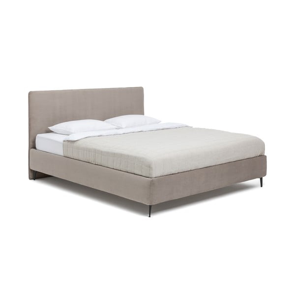 Taupe spalvos dvigulė lova audiniu dengta su grotelėmis 160x200 cm Noira Slim – Bonami Selection