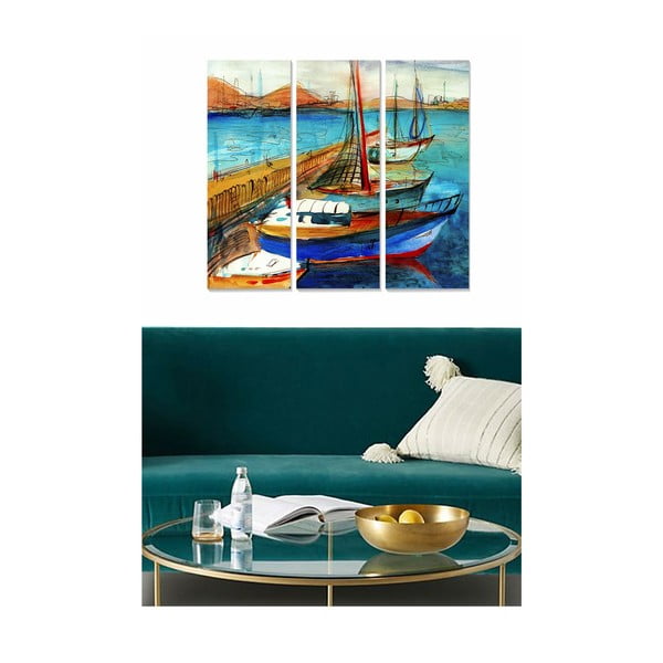 Paveikslai 3 vnt. rinkinyje 20x50 cm Sailing - Wallity-image-1