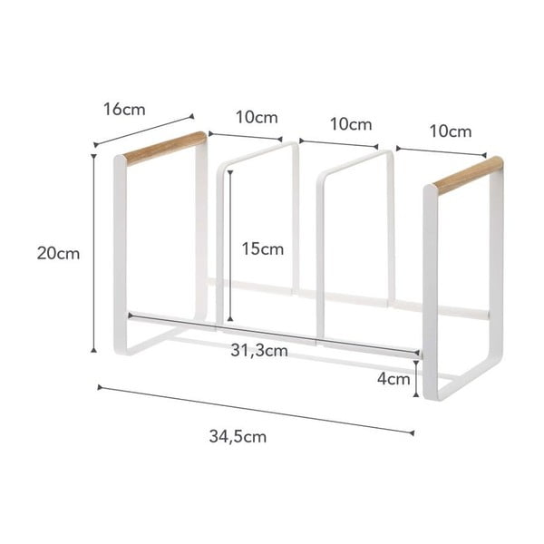 Baltas lėkščių stovas su buko medienos detalėmis YAMAZAKI Tosca-image-3