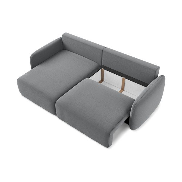 Pilkos spalvos sulankstoma/su sandėliavimo vieta kampinė sofa iš velveto (su kairiuoju kampu/su gultu) Kalena – Makamii-image-4