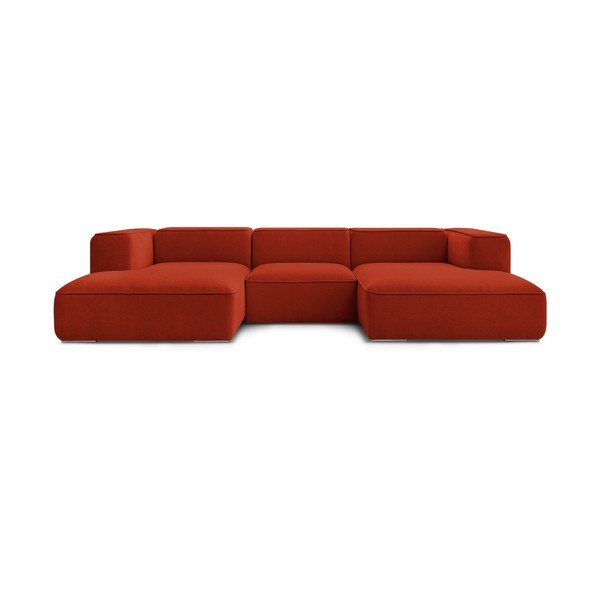 Kampinė sofa raudonos plytų spalvos Zephyr – Bobochic Paris