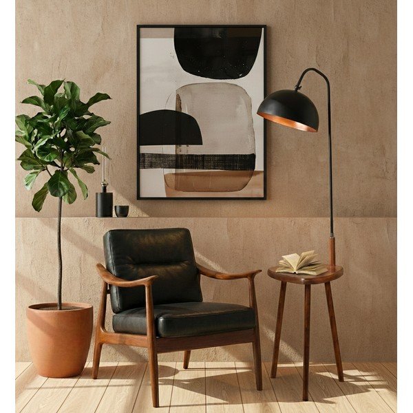 Juodos spalvos/rudos spalvos pastatomas šviestuvas su lentyna (aukštis 160 cm) su metaliniu gaubtu Table – Opviq lights-image-1