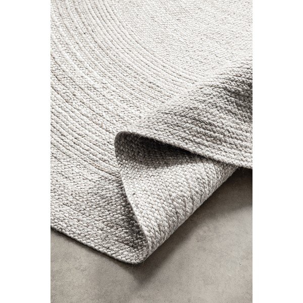 Apverčiamas/rankų darbo baltos spalvos iš džiuto apvalios formos kilimas ø 140 cm Braided – Hanse Home-image-2