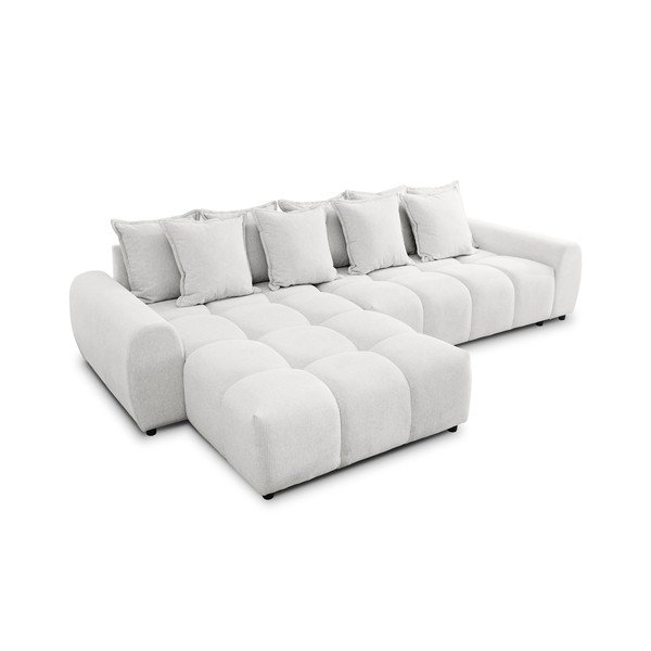 Baltos spalvos kampinė sofa (su kairiuoju kampu/su gultu) Albane  – Ropez-image-2