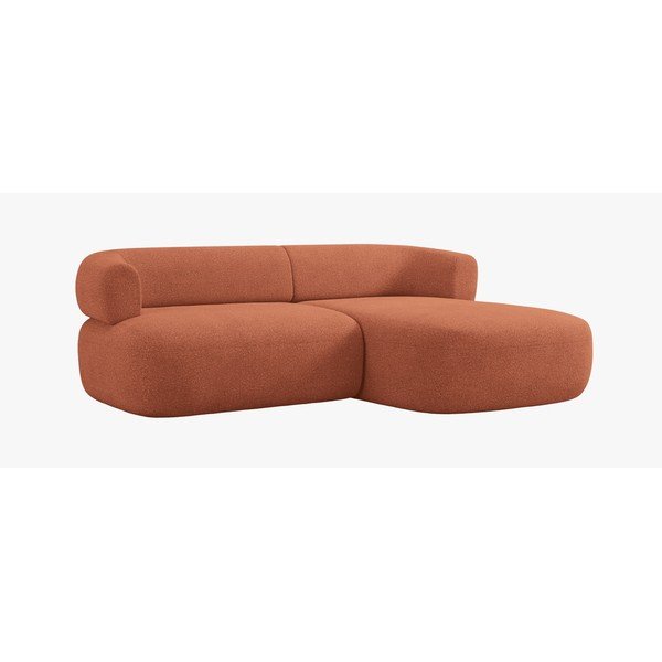 Terakotos spalvos kampinė sofa iš boucle (su dešiniuoju kampu/su gultu) Jenny – Micadoni -image-1