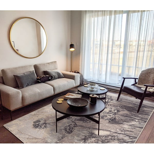 Kilimas iš vilnos pilkos spalvos/kreminės spalvos 133x180 cm Lissey – Agnella-image-1