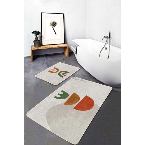 Vonios kilimėliai smėlio spalvos 2 vnt. 60x100 cm – Mila Home-image-3