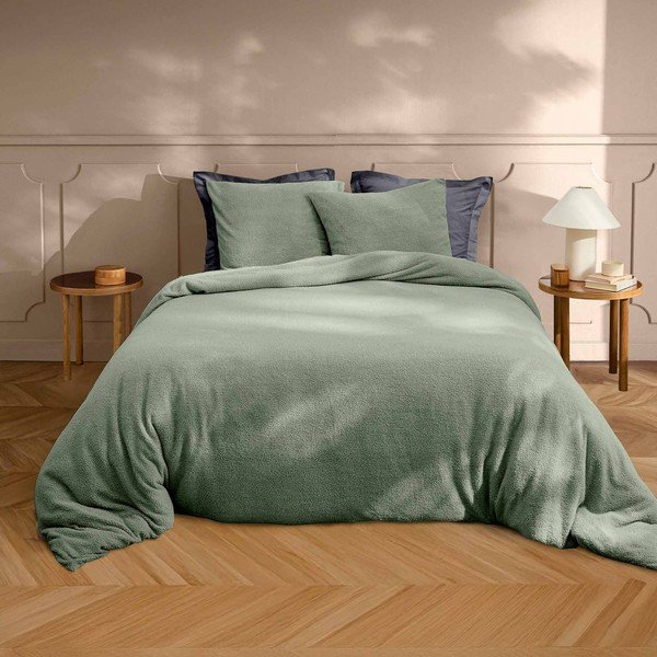 Žalios spalvos iš mikropliušo dvigulė/itin ilga patalynė 240x220 cm Helena – douceur d'intérieur-image-1