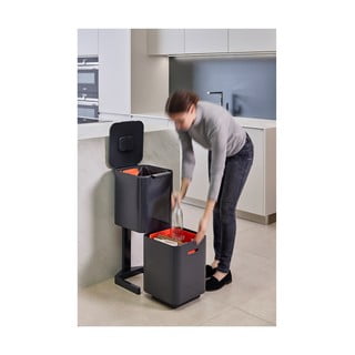 Iš plieno šiukšliadėžė pilkos spalvos rūšiavimui 40 l Totem Compact – Joseph Joseph