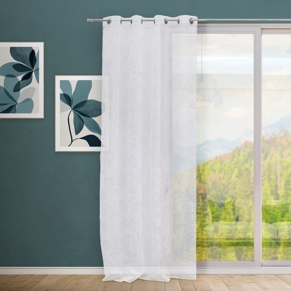 Baltos spalvos/sidabrinės spalvos permatoma užuolaida 140x260 cm Bonsái – Casa Selección-image-1