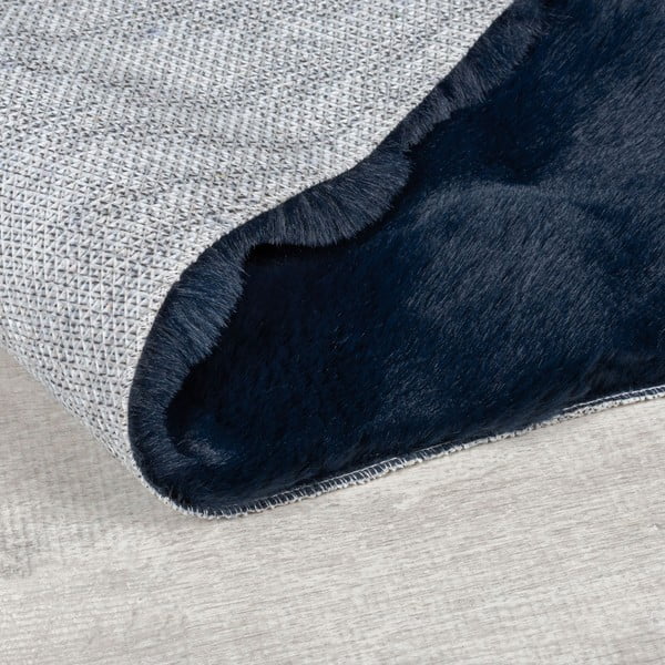 Sintetinė oda ir kailis tamsiai mėlynos spalvos 80x150 cm Waffle Faux Fur – Flair Rugs-image-3