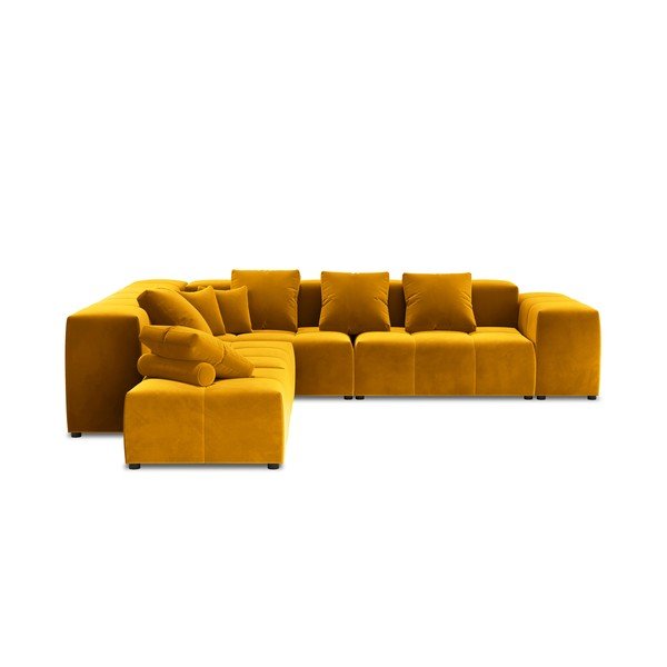 Geltono aksomo kampinė sofa (kintama) Rome Velvet - Cosmopolitan Design-image-2