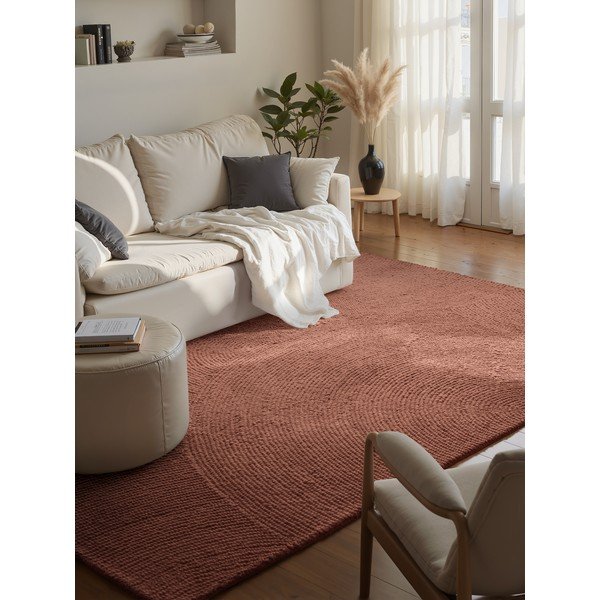 Rankų darbo terakotos spalvos iš vilnos kilimas 120x180 cm Calmio – Hanse Home-image-1