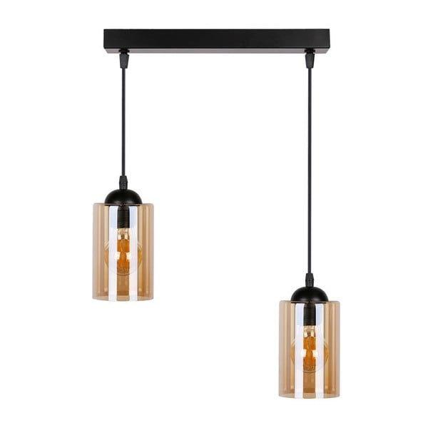 Juodas pakabinamas šviestuvas su stikliniu gaubtu 10x34 cm Bistro - Candellux Lighting-image-2