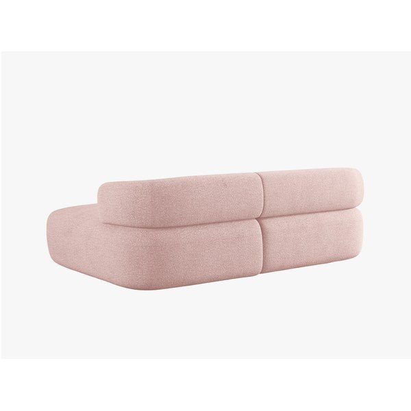 Šviesiai rožinės spalvos kampinė sofa iš boucle (su dešiniuoju kampu/su gultu) Jenny – Micadoni -image-3