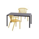 2 geltonų valgomojo kėdžių Capri ir juodo Viking stalo komplektas - Bonami Essentials