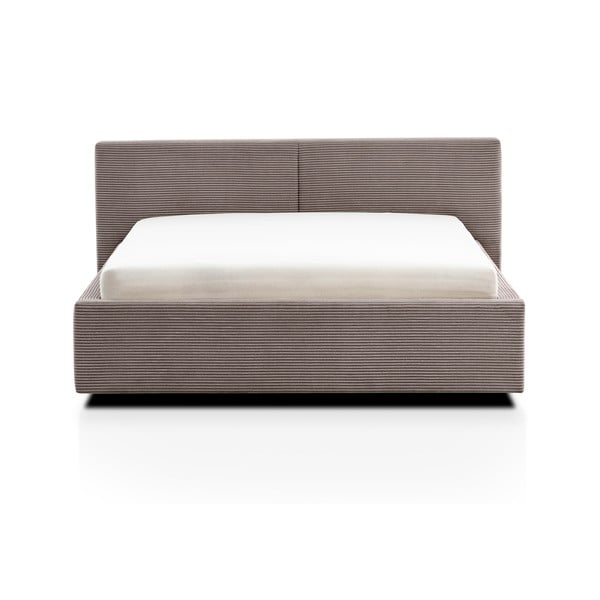 Šviesiai rudos spalvos dvigulė lova audiniu dengta su sandėliavimo vieta su lovos grotelėmis 140x200 cm Cube – Meise Möbel-image-3