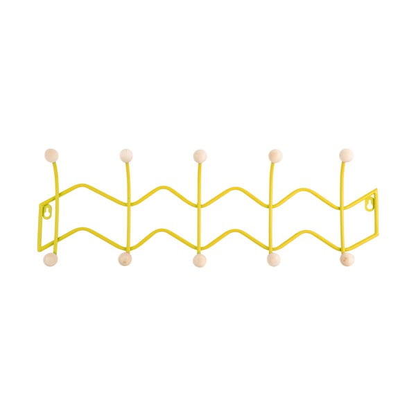 Geltonos spalvos iš metalo sieninė lentyna 61 cm Zig Zag – PT LIVING