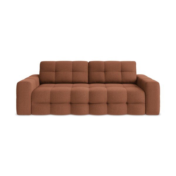 Terakotos spalvos iš boucle sulankstoma sofa 255 cm Milu – Makamii