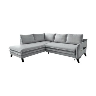 Šviesiai pilka kampinė sofa-lova Miuform Charming Charlie L, kairysis kampas