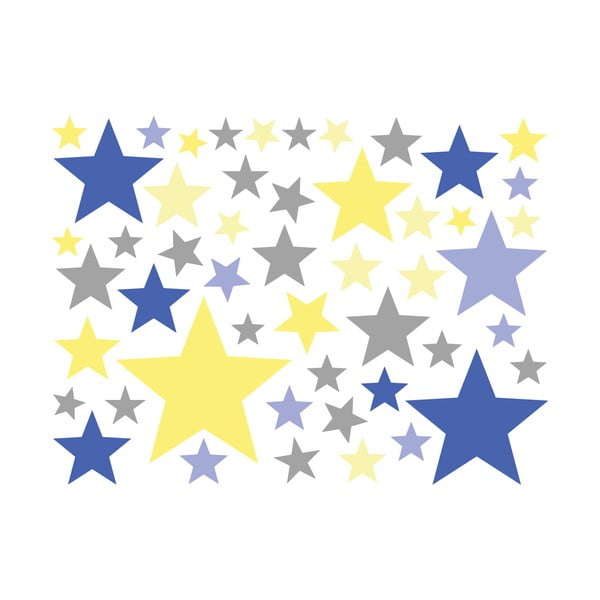 50 sieninių lipdukų rinkinys Ambiance Stars Blue and Yellow-image-2