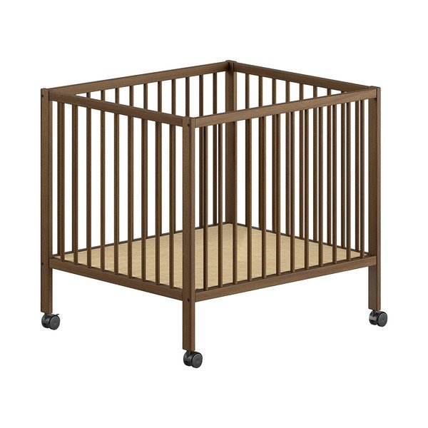 Rudos spalvos iš buko masyvo maniežas vaikams 95x75 cm Dino – Vipack