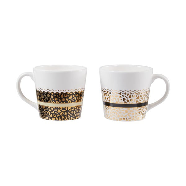 Puodeliai baltos spalvos/auksinės spalvos iš akmens masės 2 vnt. 300 ml London – Premier Housewares