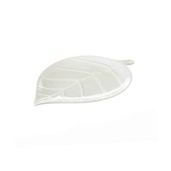 Baltas keraminis padėklas "Unimasa Leaf", 25 cm ilgio