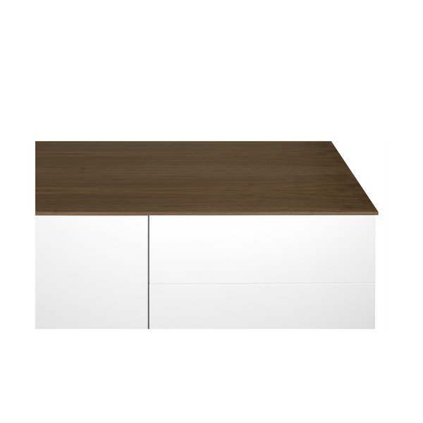 Balta komoda su tamsiu mediniu viršumi ir juodomis kojelėmis TemaHome Join-image-4