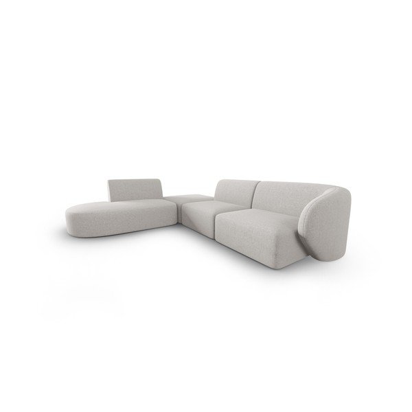 Šviesiai pilkos spalvos iš šenilinio audinio kampinė sofa (su kairiuoju kampu/„L“ formos) Paolo – Milo Casa-image-2