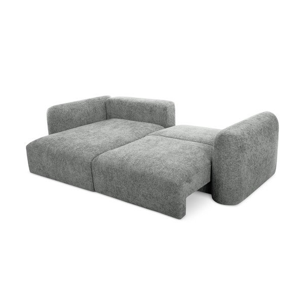 Pilkos spalvos iš šenilinio audinio sulankstoma/su sandėliavimo vieta kampinė sofa (su kairiuoju kampu/su gultu) Mele – Makamii-image-2