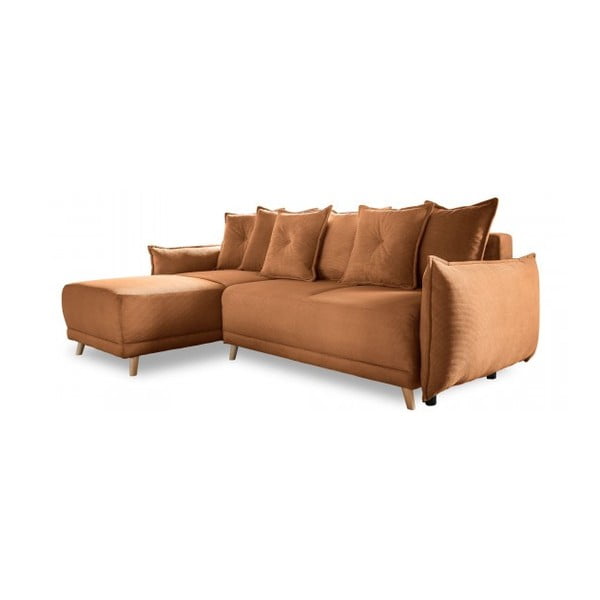 Sulankstoma kampinė sofa iš kordinio velveto raudonos plytų spalvos (kintama) Lazy Lukka – Miuform