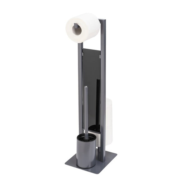 Pilkos spalvos tualetinio popieriaus stovas su šepečiu Wenko Rivalta-image-2