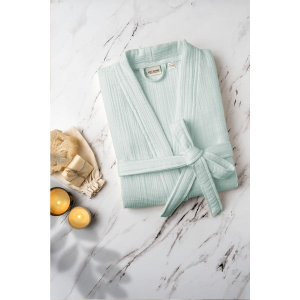 Mėtų spalvos iš muslino chalatas S/M Kimono – Foutastic-image-2