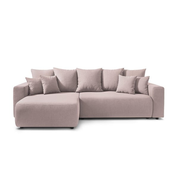 Šviesiai rožinės spalvos kampinė sofa-lova Bobochic Paris Envy