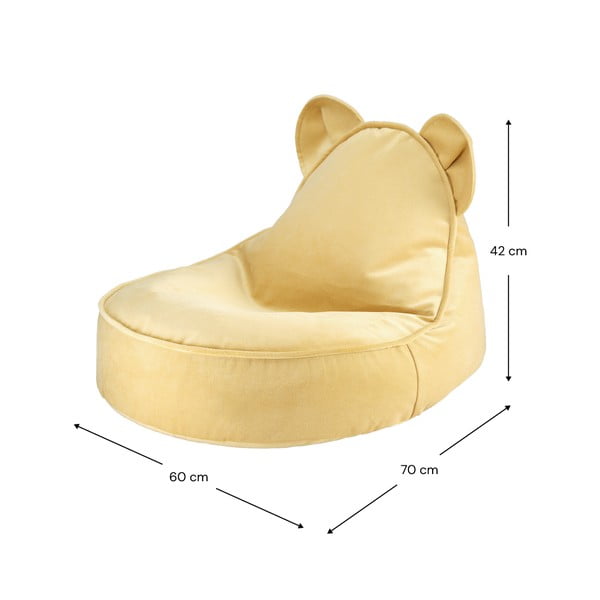 Geltonos spalvos iš velveto vaikiškas sėdmaišis Bear – Wigiwama-image-4