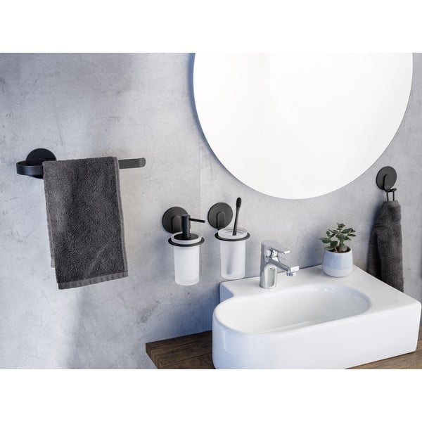 Klijuojamas iš metalo rankšluosčio laikiklis matinės juodos spalvos Bivio – Wenko-image-2