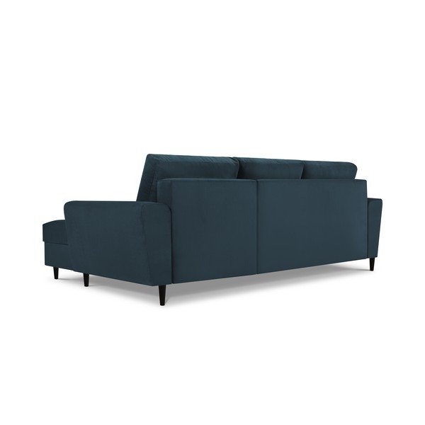 Tamsiai mėlyna kampinė sofa-lova Kooko Home Jazz, dešinysis kampas-image-4