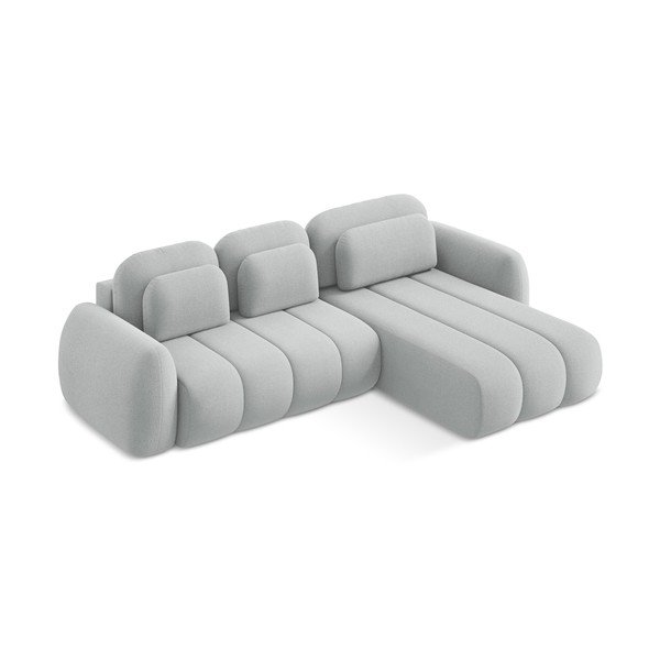 Šviesiai pilkos spalvos iš boucle sulankstoma/su sandėliavimo vieta kampinė sofa (su dešiniuoju kampu/su gultu) Pele – Makamii-image-4