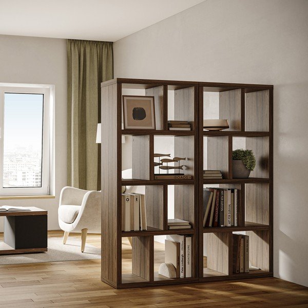 Knygų spinta  rudos spalvos iš riešutmedžio 70x159 cm Berlin – TemaHome-image-1