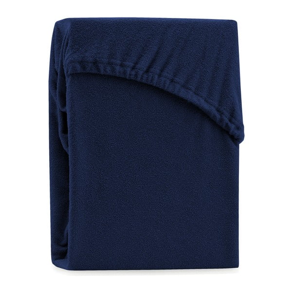Tamsiai mėlyna AmeliaHome Ruby Siesta dvigulės lovos paklodė, 200/220 x 200 cm