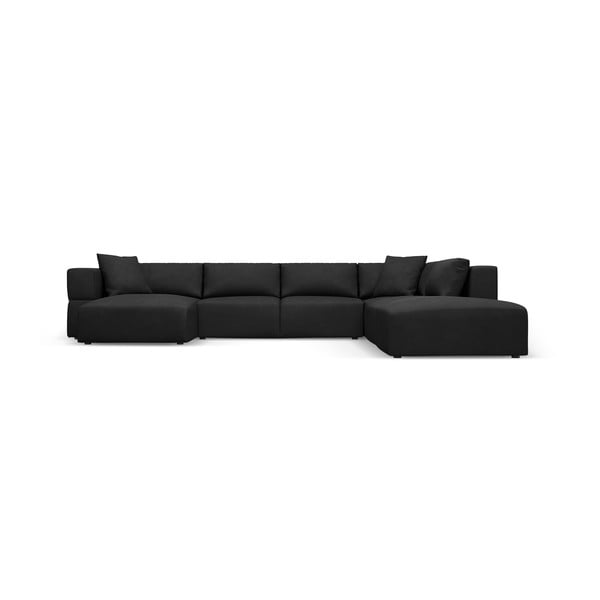 Kampinė sofa juodos spalvos (su dešiniuoju kampu/„U“ formos) Esther – Milo Casa