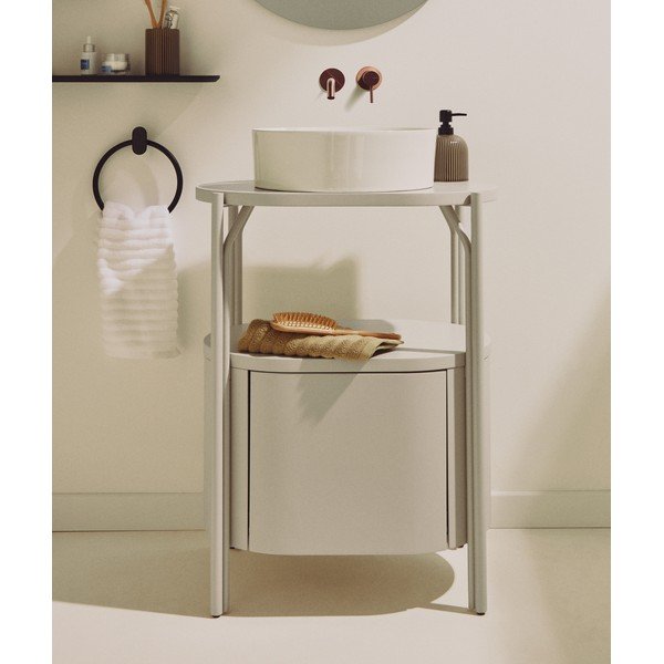 Baltos spalvos iš keramikos apvalios formos praustuvas ø 36 cm Ovara – Kave Home-image-1