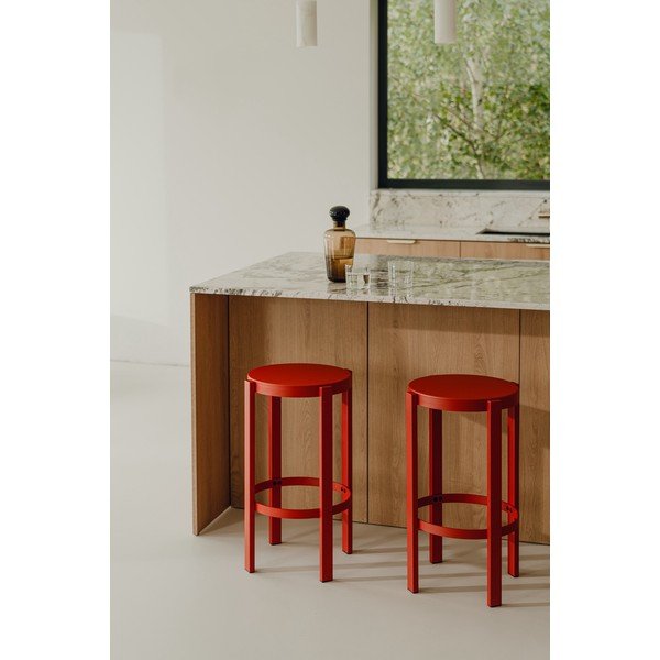 Raudonos spalvos iš plieno baro taburetė (sėdynės aukštis 65 cm) Doon – noo.ma-image-3