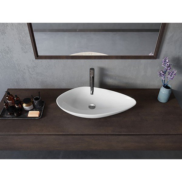 Iš keramikos praustuvas baltos spalvos 74x38,5 cm Ovali – Sapho-image-3