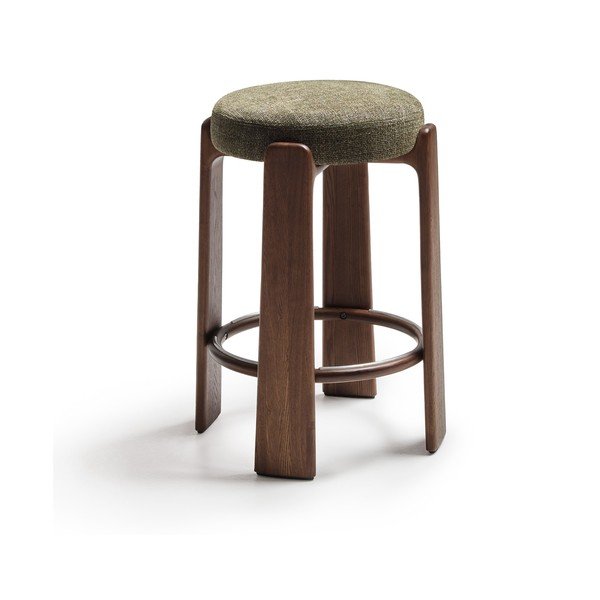 Žalios spalvos/tamsios natūralios spalvos iš uosio masyvo baro taburetė (sėdynės aukštis 75 cm) Granite – Kave Home