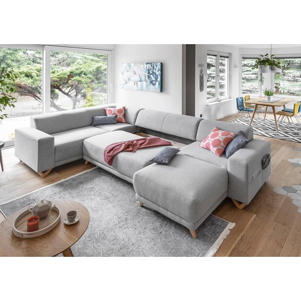 Šviesiai pilkos spalvos sulankstoma/su sandėliavimo vieta kampinė sofa (su kairiuoju kampu/„U“ formos) Classy Sophie – Miuform-image-4
