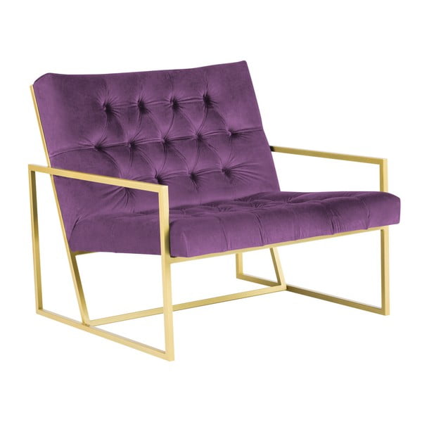 Violetinis fotelis su aukso spalvos dizainu Mazzini Sofos Bono